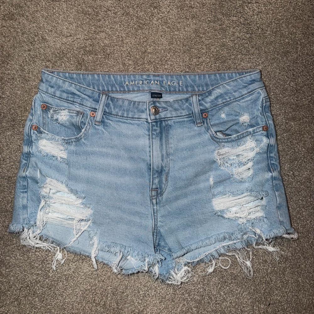 American Eagle Outfitters Light Blue Ripped Jean Shorts
